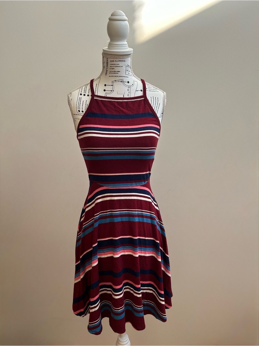 Hollister Burgundy Striped Halter Mini Dress